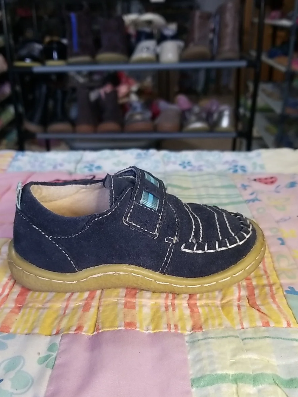 Livie & Luca Navy Blue Suede Shoes with Light Blue Accents Size 5
